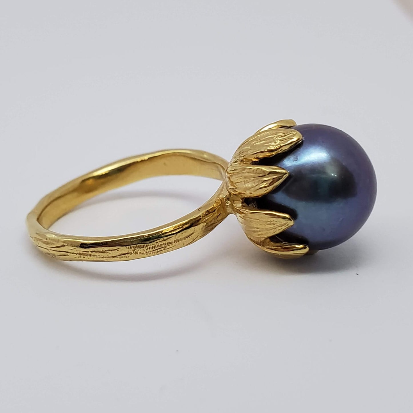 טבעת זהב 14 קראט עם פנינה גדולה