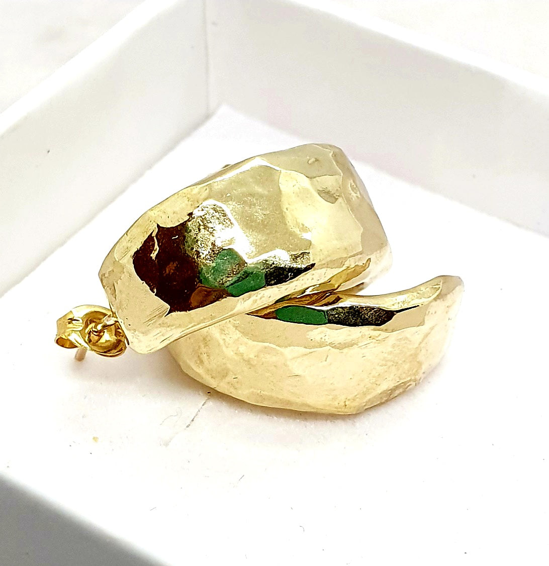 עגילי זהב 14 קראט חישוקים רחבים