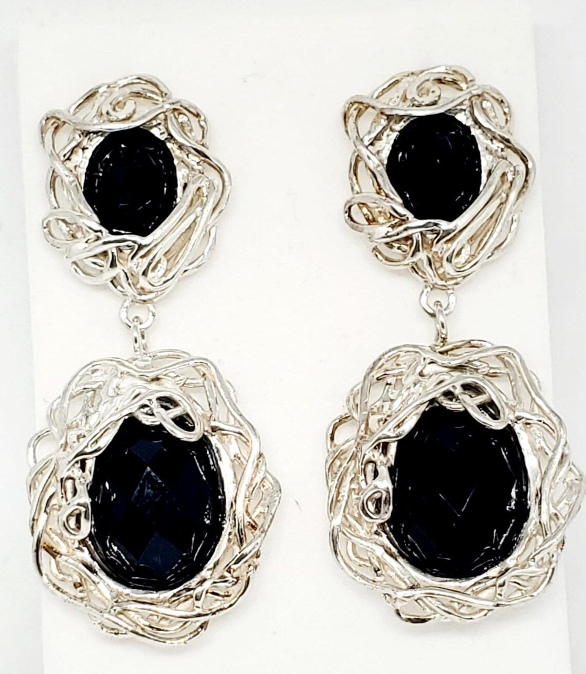 עגילי כסף ארוכים עם אוניקס