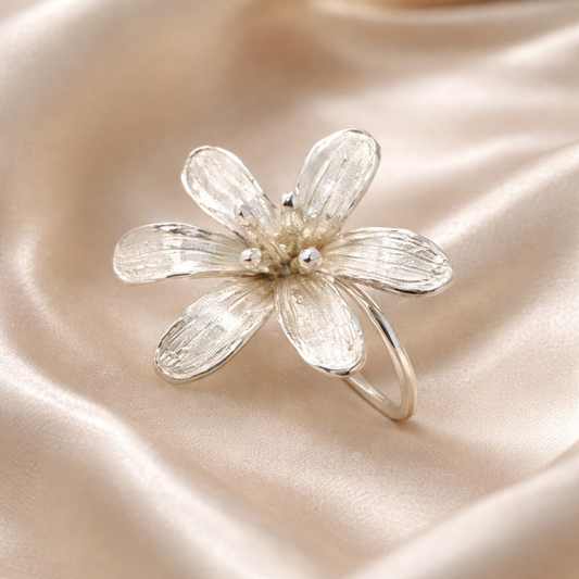 טבעת פרח כסף - חלמונית