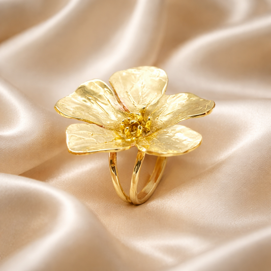 טבעת זהב פרח הנורית