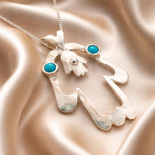 תליון כסף חמסה עם אבני חן