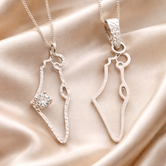 תליון כסף של מפת ארץ ישראל