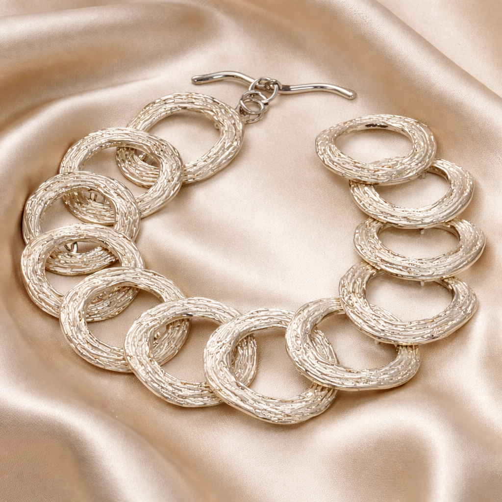 צמיד כסף חוליות חישוקים