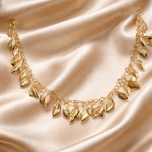 מחרוזת זהב 14 קראט עלים קטנים