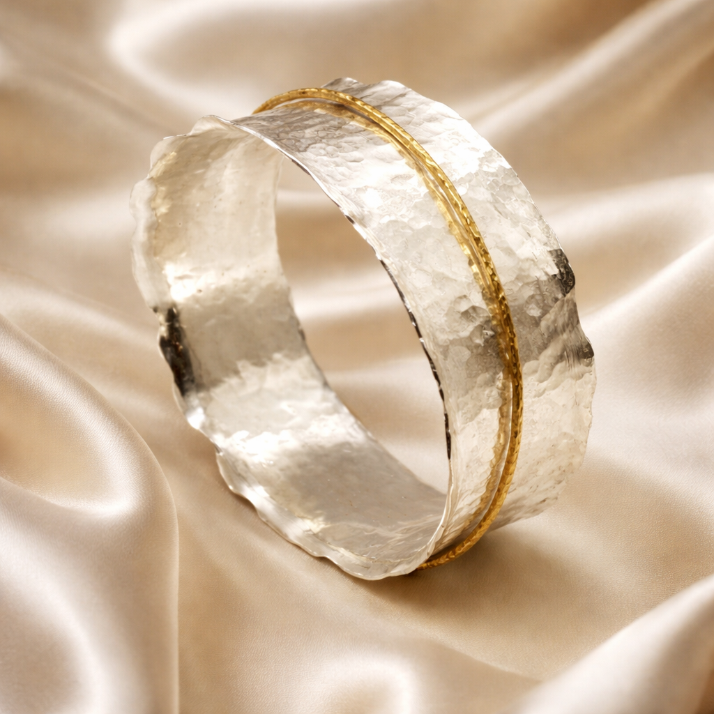 צמיד כסף בשילוב זהב 14 קראט