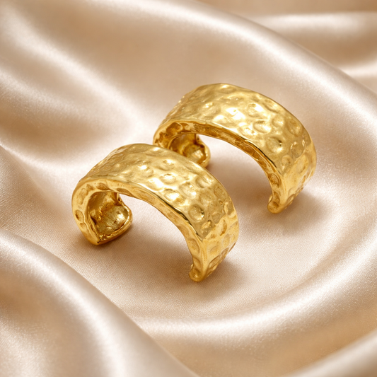 עגילי זהב 14 קראט חישוק רטן