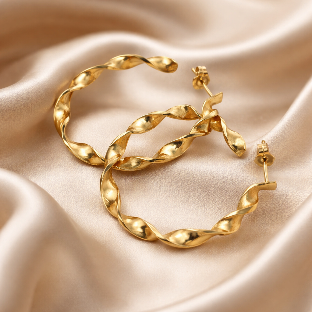 עגילי חישוק זהב 14 קראט