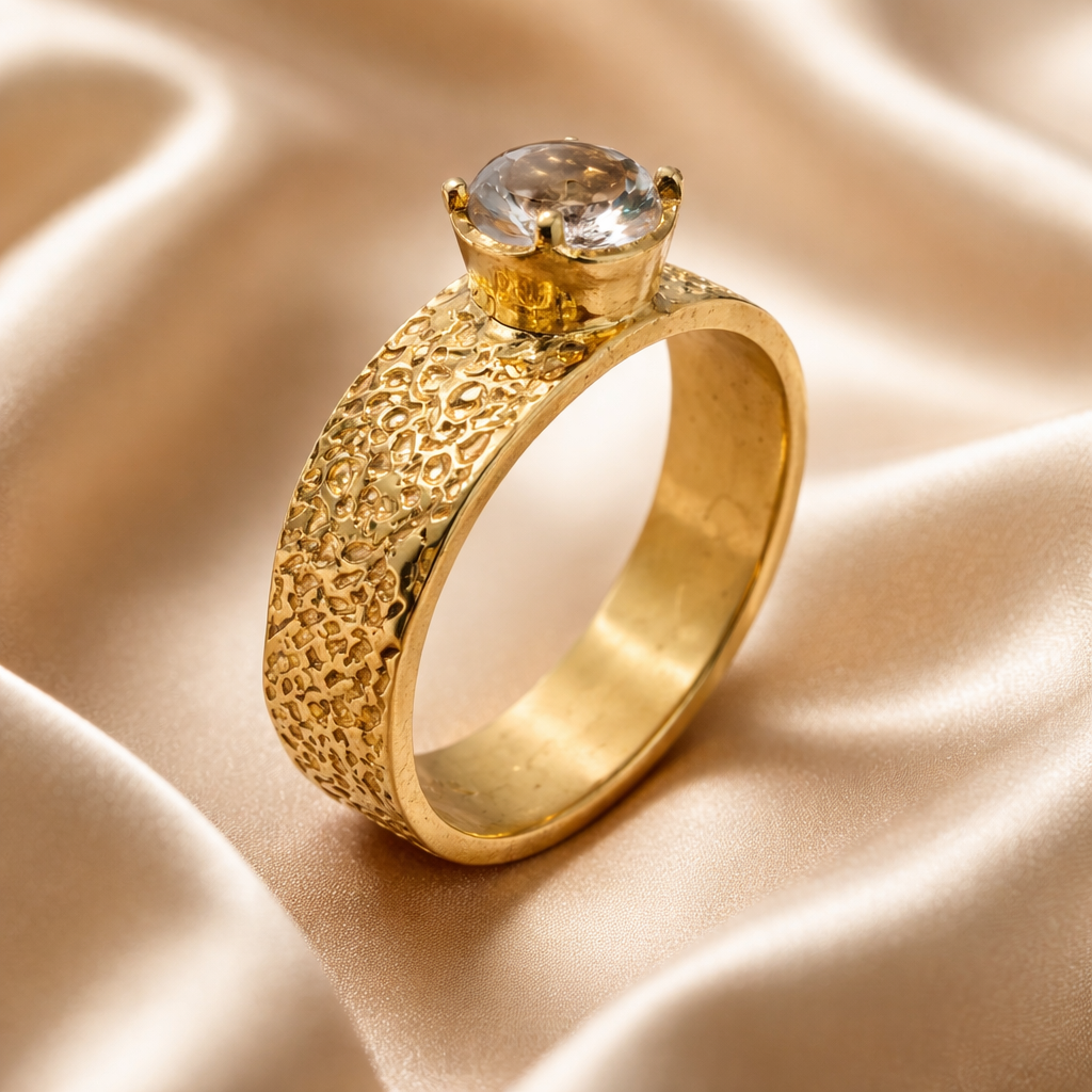 טבעת זהב 14 קראט אירוסין עם מורגנייט