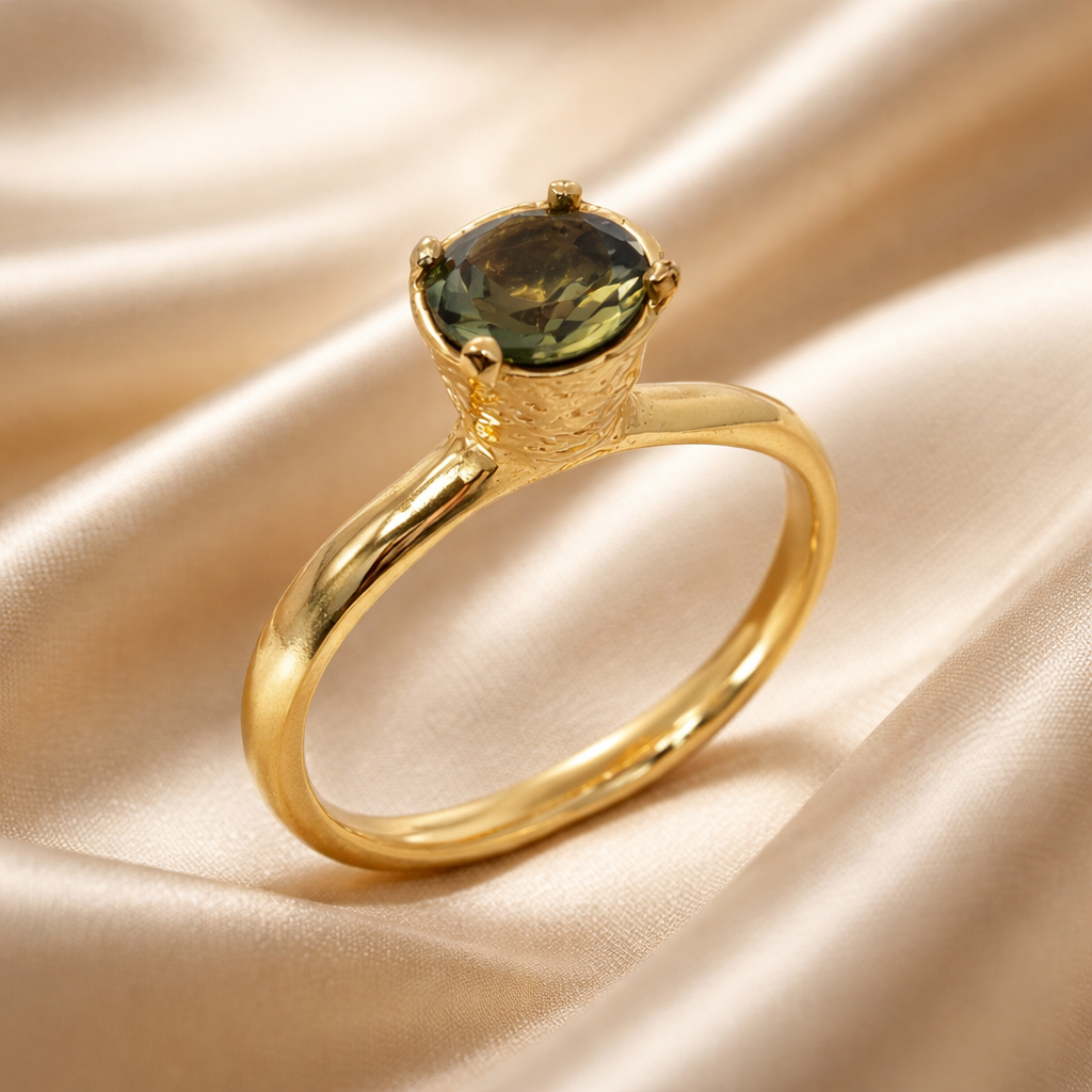 טבעת זהב 14 קראט אירוסין עם טורמלין