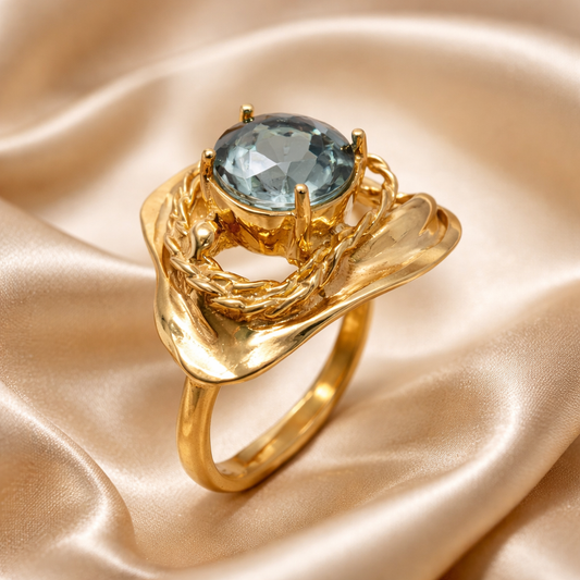 טבעת זהב 14 קראט עם טורמלין גדול