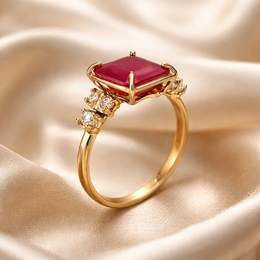 טבעת אירוסין רובי ויהלומים