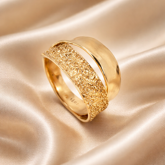 טבעת נישואין זהב 14 קראט - לבנדר