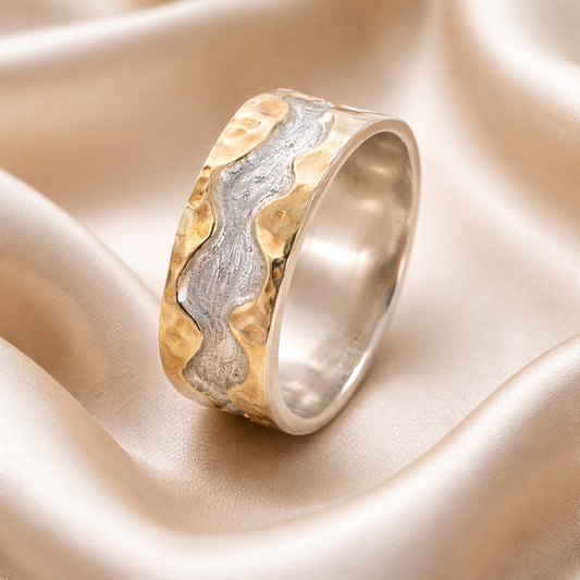 טבעת נישואין כסף וזהב - גליל