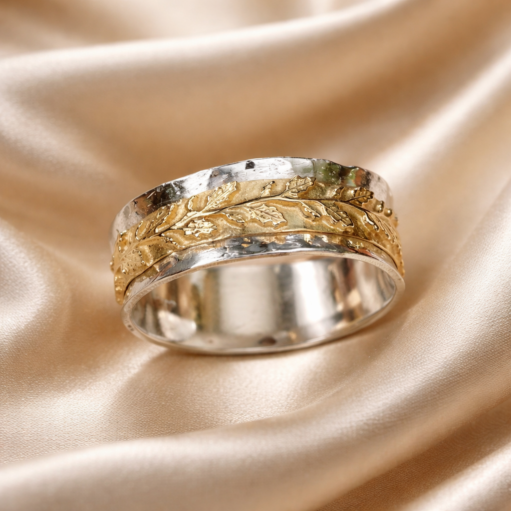 טבעת נישואין כסף וזהב - גולן