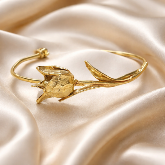 צמיד זהב פרח הצבעוני