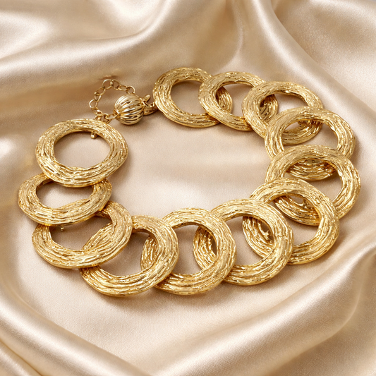 צמיד חוליות זהב 14 קראט צמיד לולאות גדולות