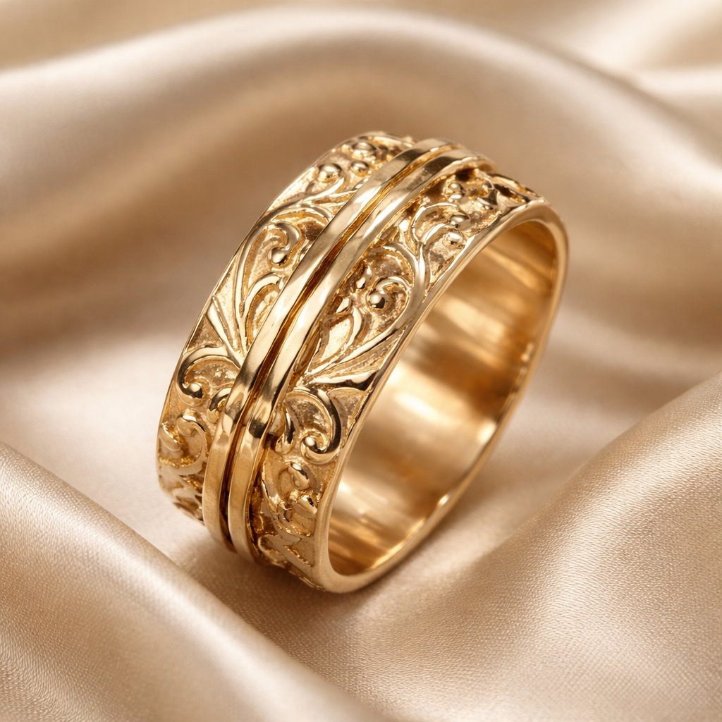 טבעת זהב 14 קראט מסתובבת / ספינר אצטרובל