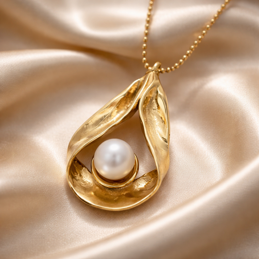 תליון זהב 14 קראט משובץ פנינה