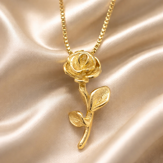 תליון זהב 14 קראט פרח השושנה