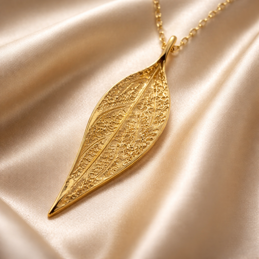 תליון זהב 14 קראט עלה