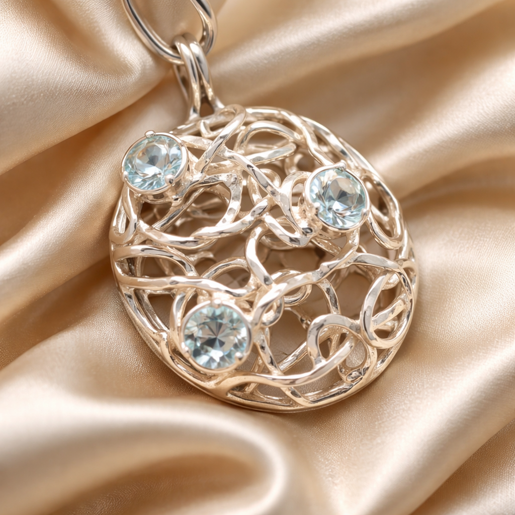 תליון כסף מרובה אבנים