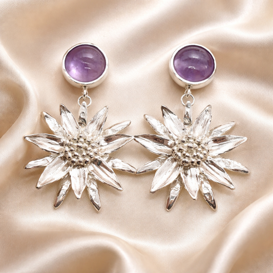 עגילי כסף פרח החמניה