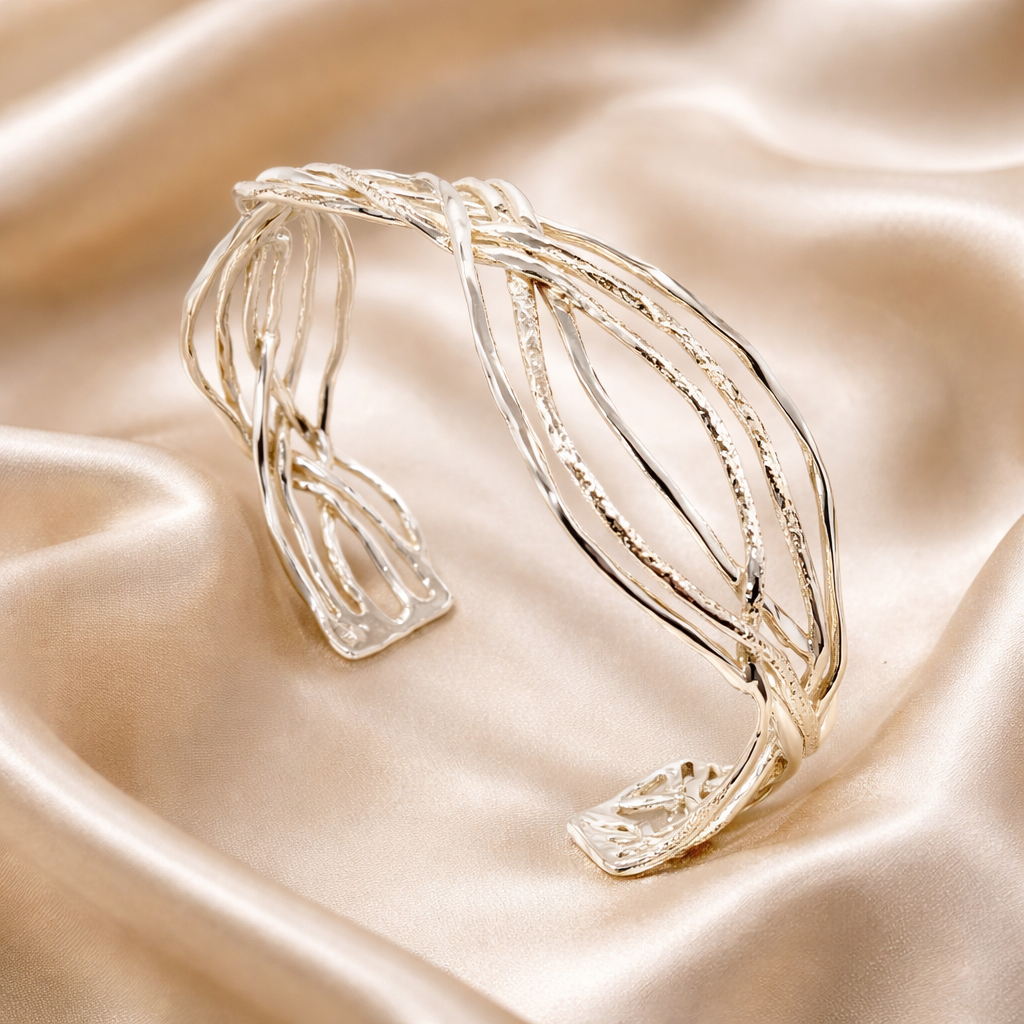 צמיד כסף פתוח מתכוונן