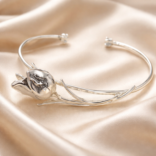 צמיד כסף פרח הצבעוני