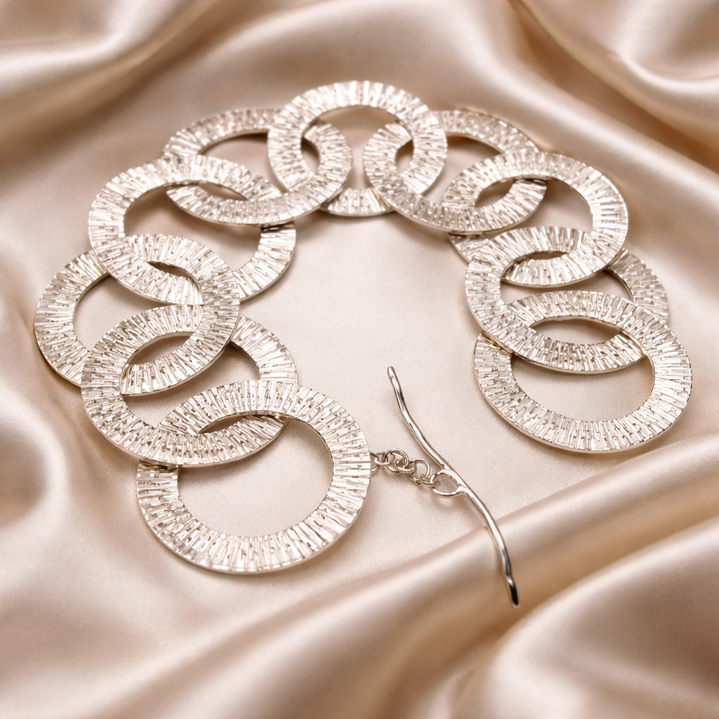 צמיד כסף חוליות חישוקים