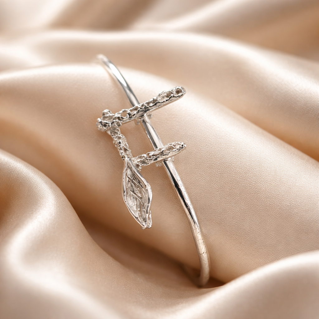 צמיד כסף אותיות ואבן הלידה