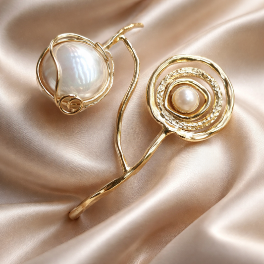 צמיד כסף עם פנינה ואם הפנינה