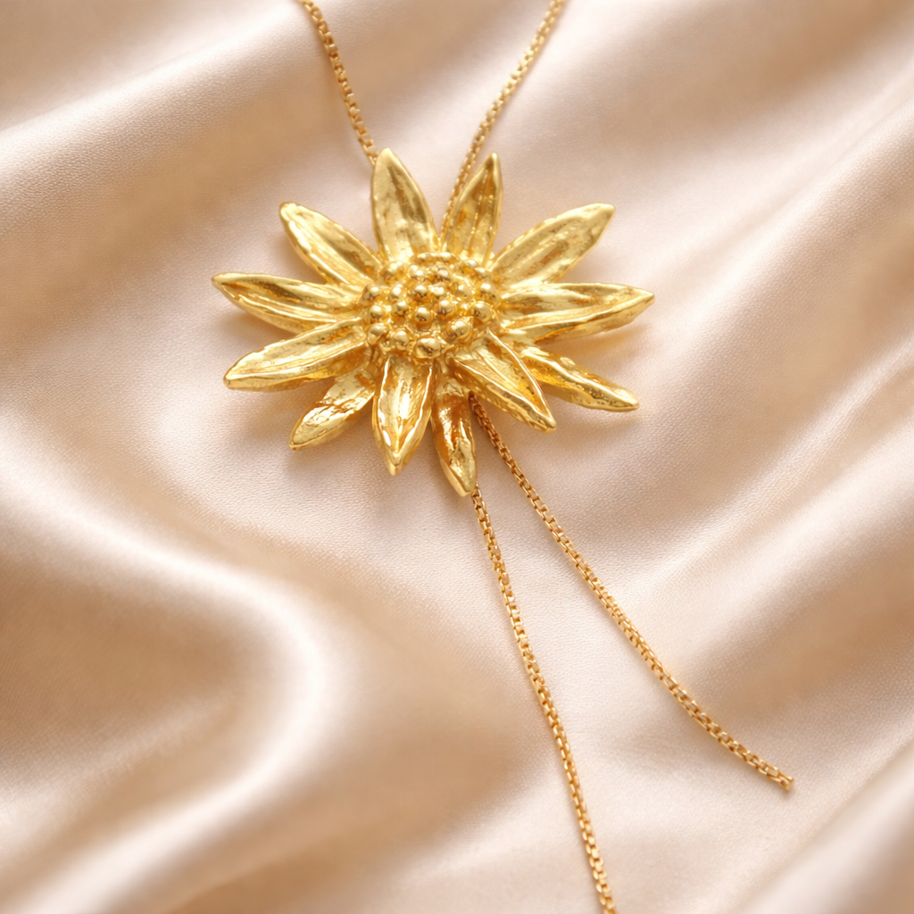 שרשרת זהב צ'וקר עם פרח גדול