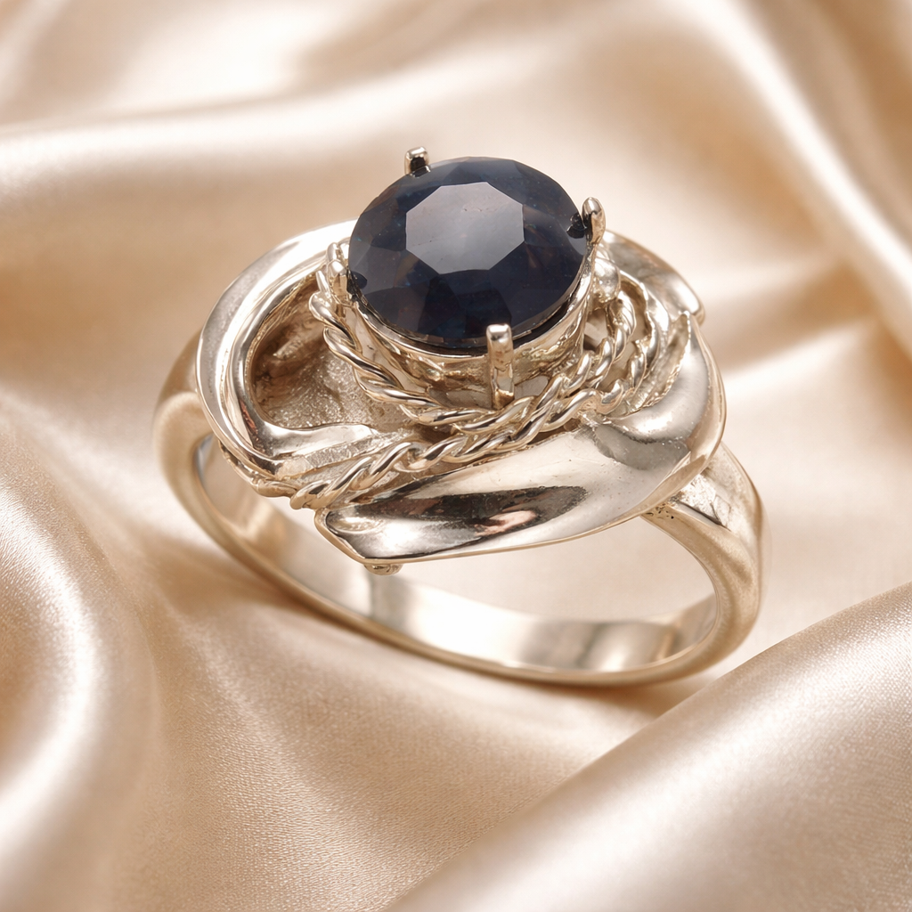 טבעת כסף עם סמוקי קוורץ גדול