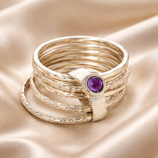 טבעת כסף מסתובבת / ספינר עם אמטיסט