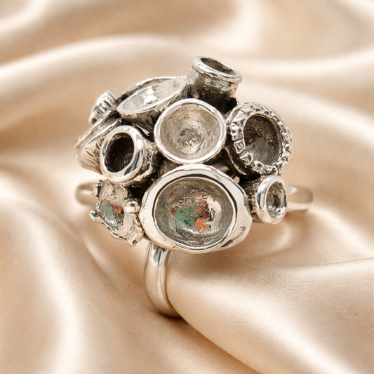 טבעת כסף אלמוגים