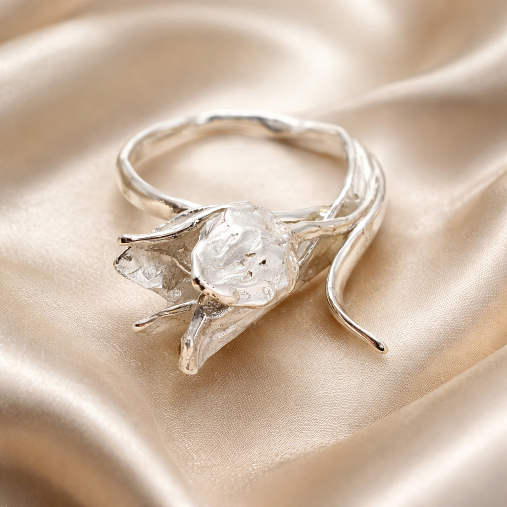 טבעת כסף פרח הצבעוני