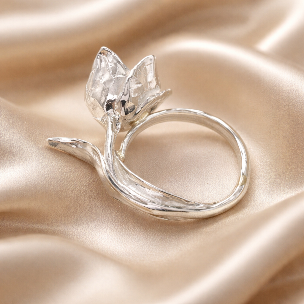 טבעת כסף פרח הצבעוני