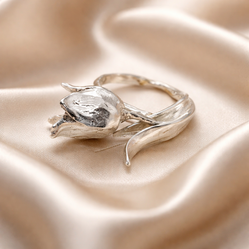 טבעת כסף פרח הצבעוני