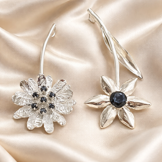 תליוני פרחים משובצים מוסונייט