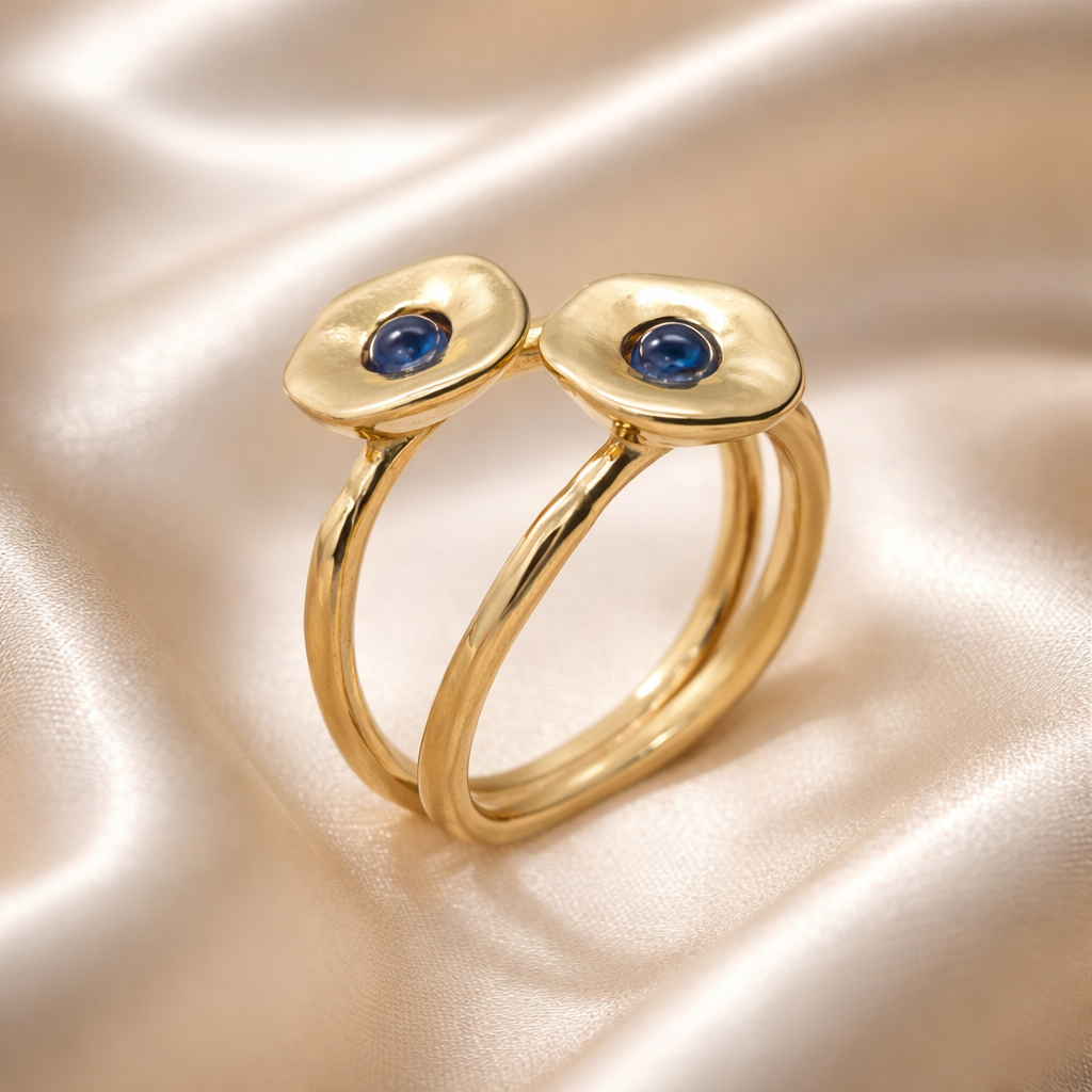 טבעת זהב עדינה וספיר
