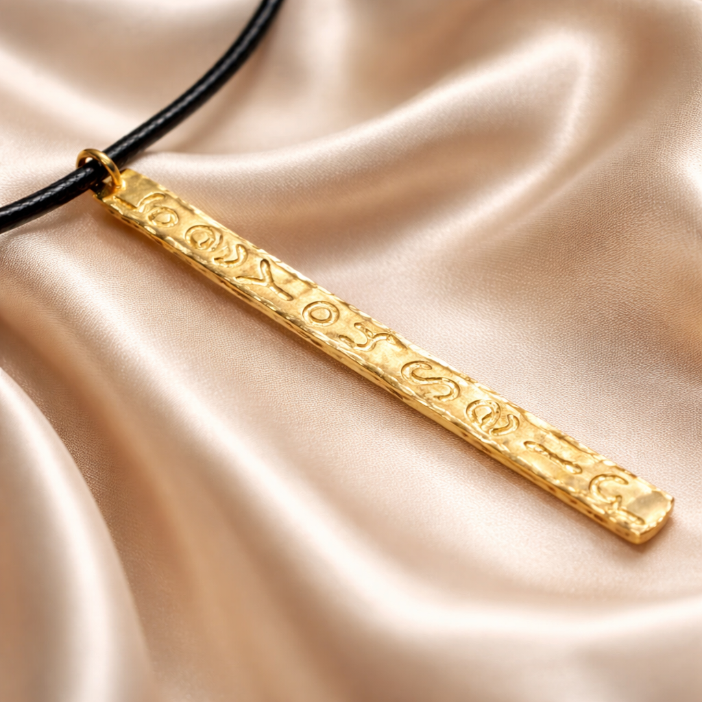 תליון זהב ועור