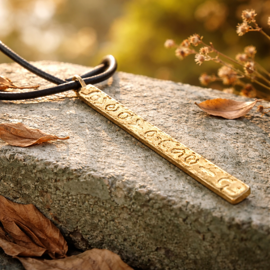 תליון זהב ועור