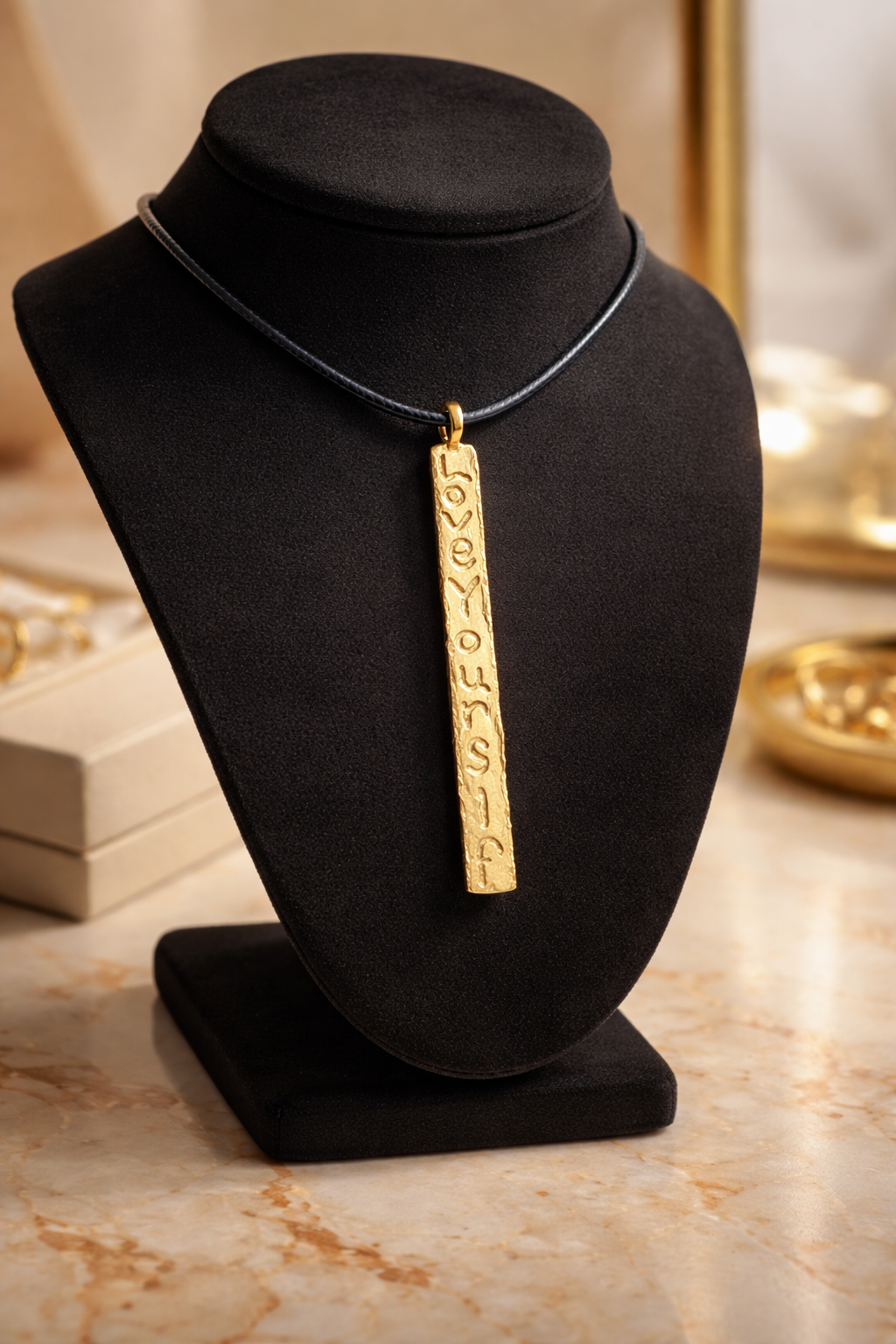 תליון זהב ועור