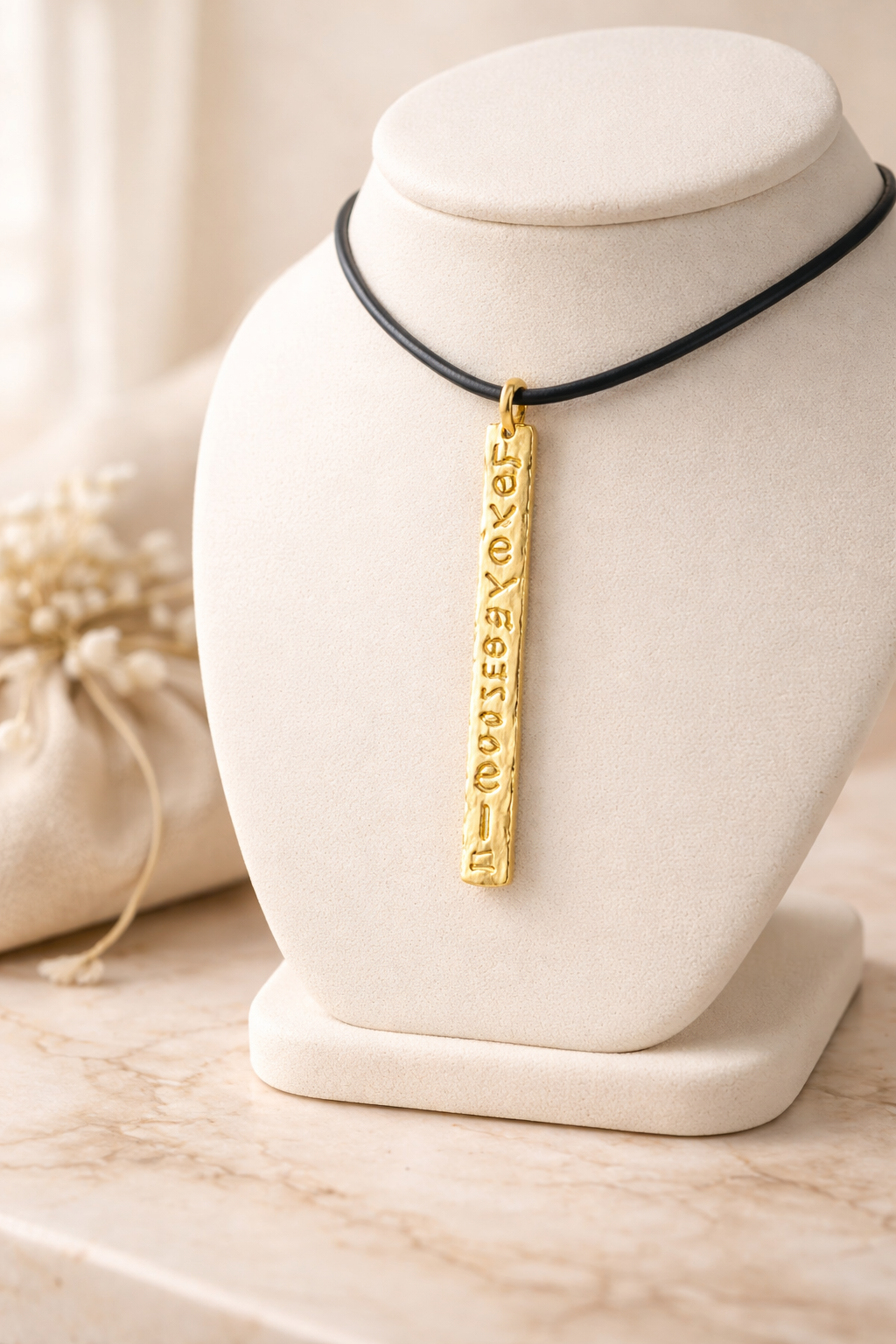 תליון זהב ועור