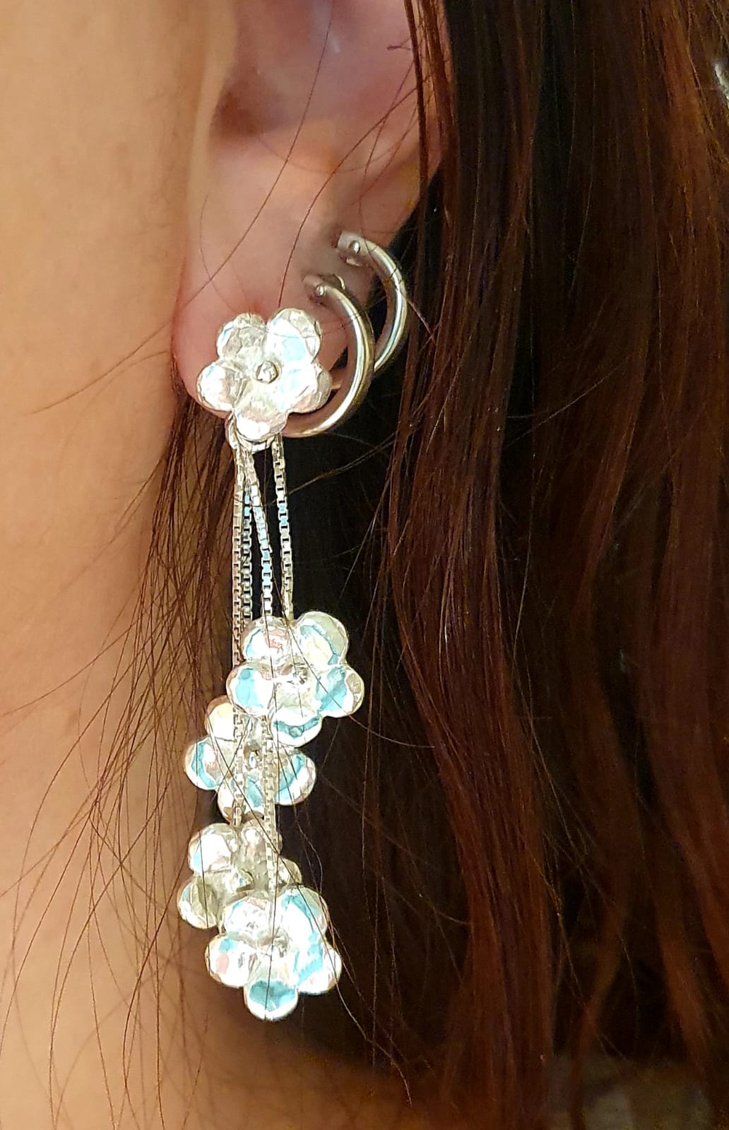 עגילי כסף פרחים קטנים