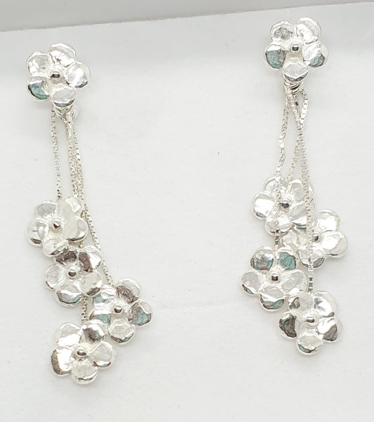 עגילי כסף פרחים קטנים