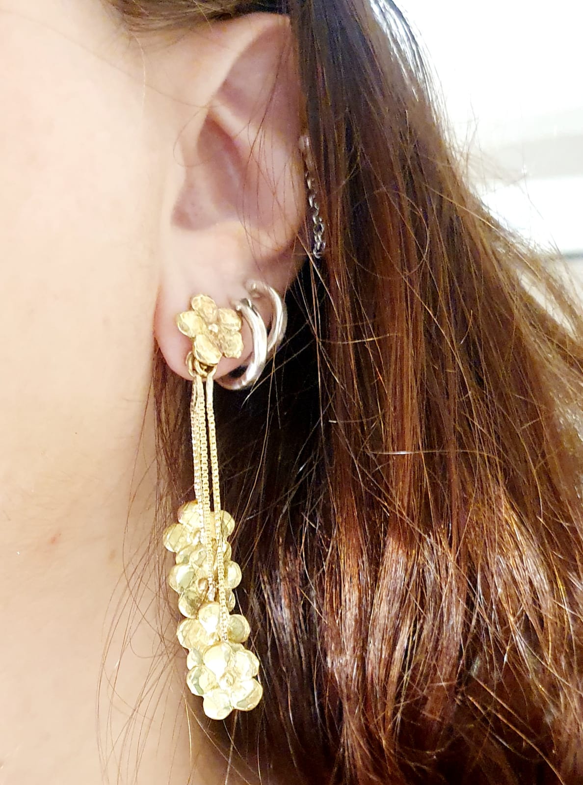 עגילי זהב פרחים קטנים