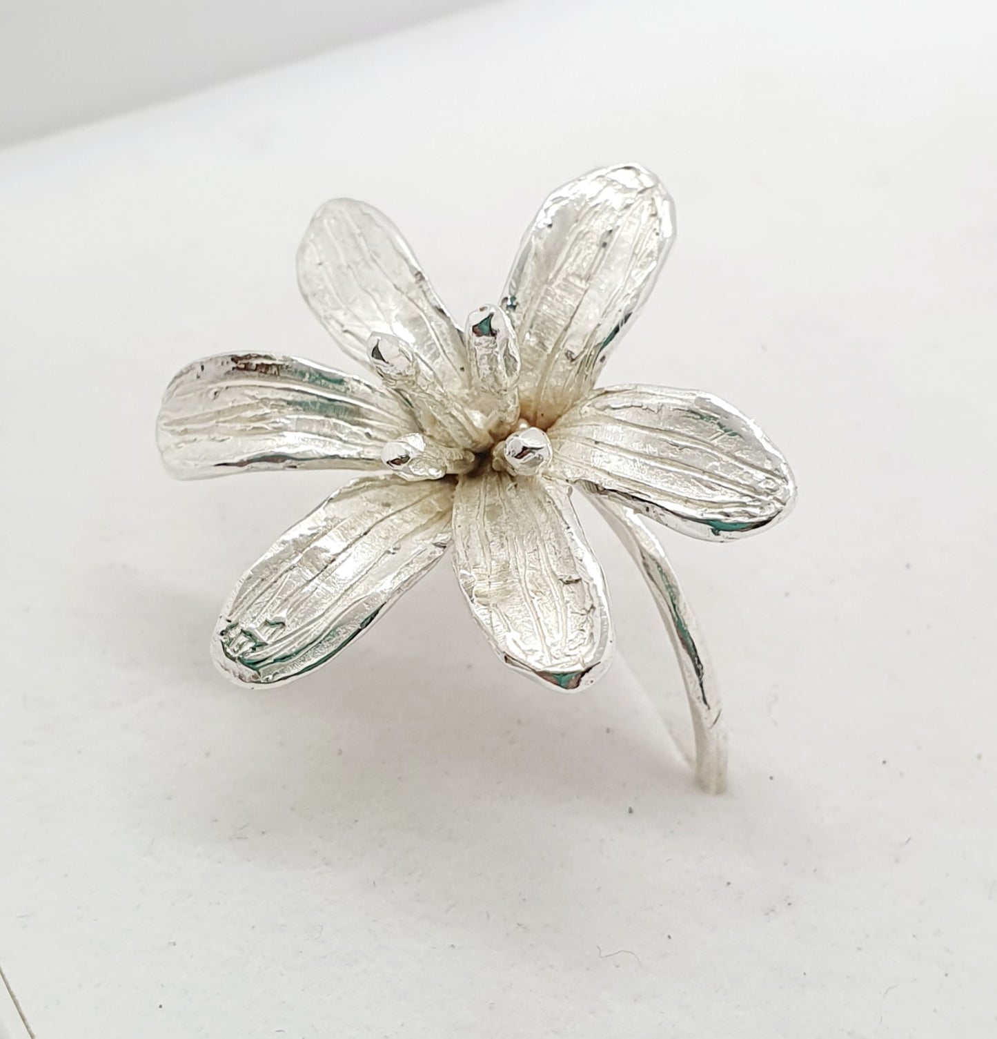 טבעת פרח כסף - חלמונית