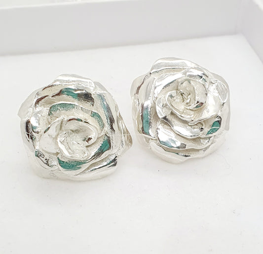 עגילי כסף שושנה צמודים